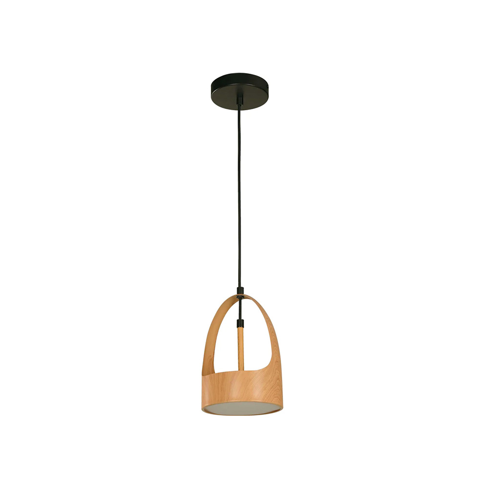 Lampara led colgante negro y madera 12w 100-240v 3000k