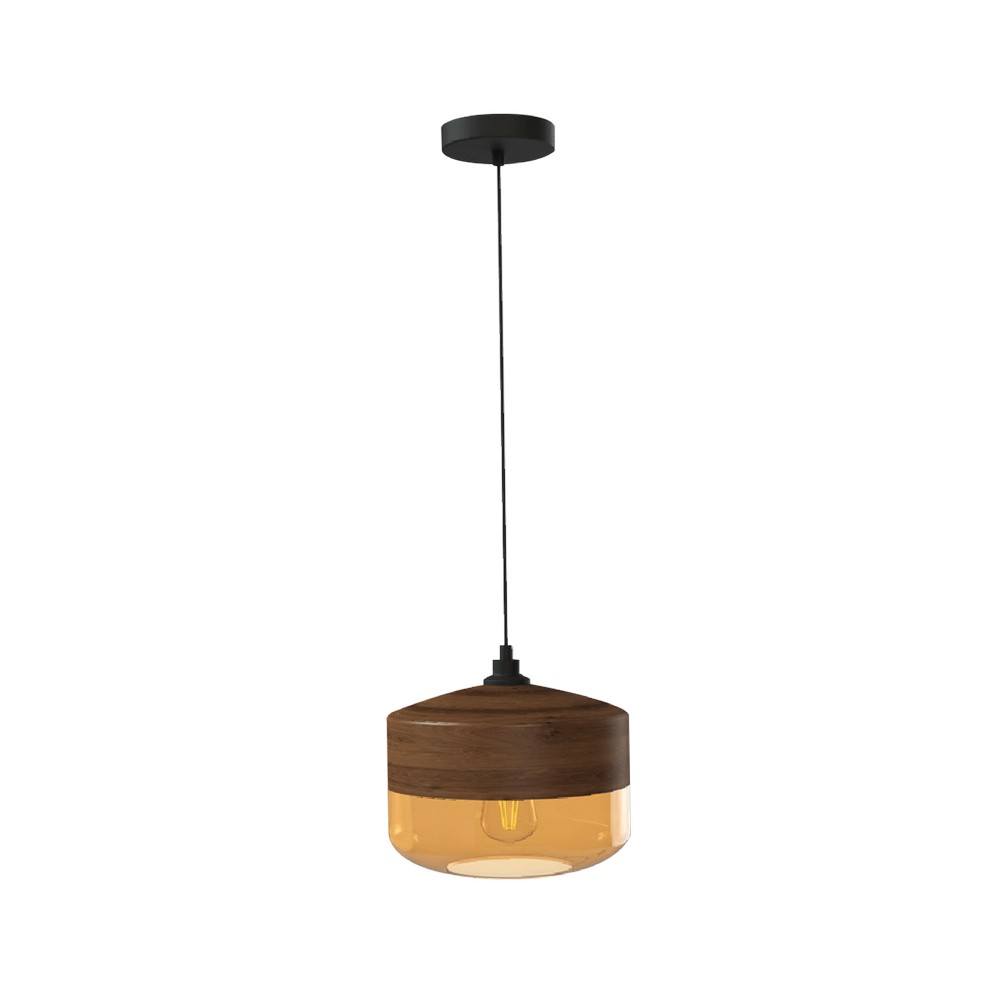 Lampara colgante acabado de madera con 1 luz e27