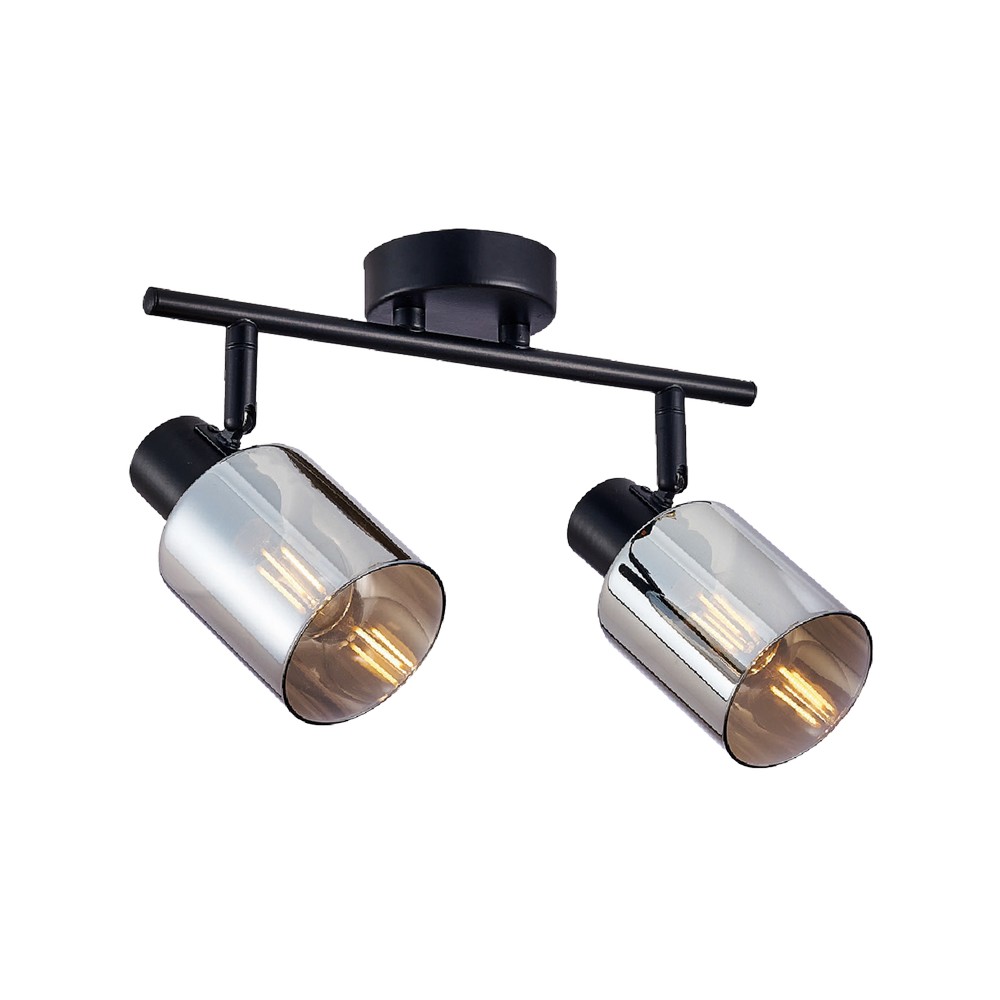 Lampara de techo color negro ahumado de 2 luces e12