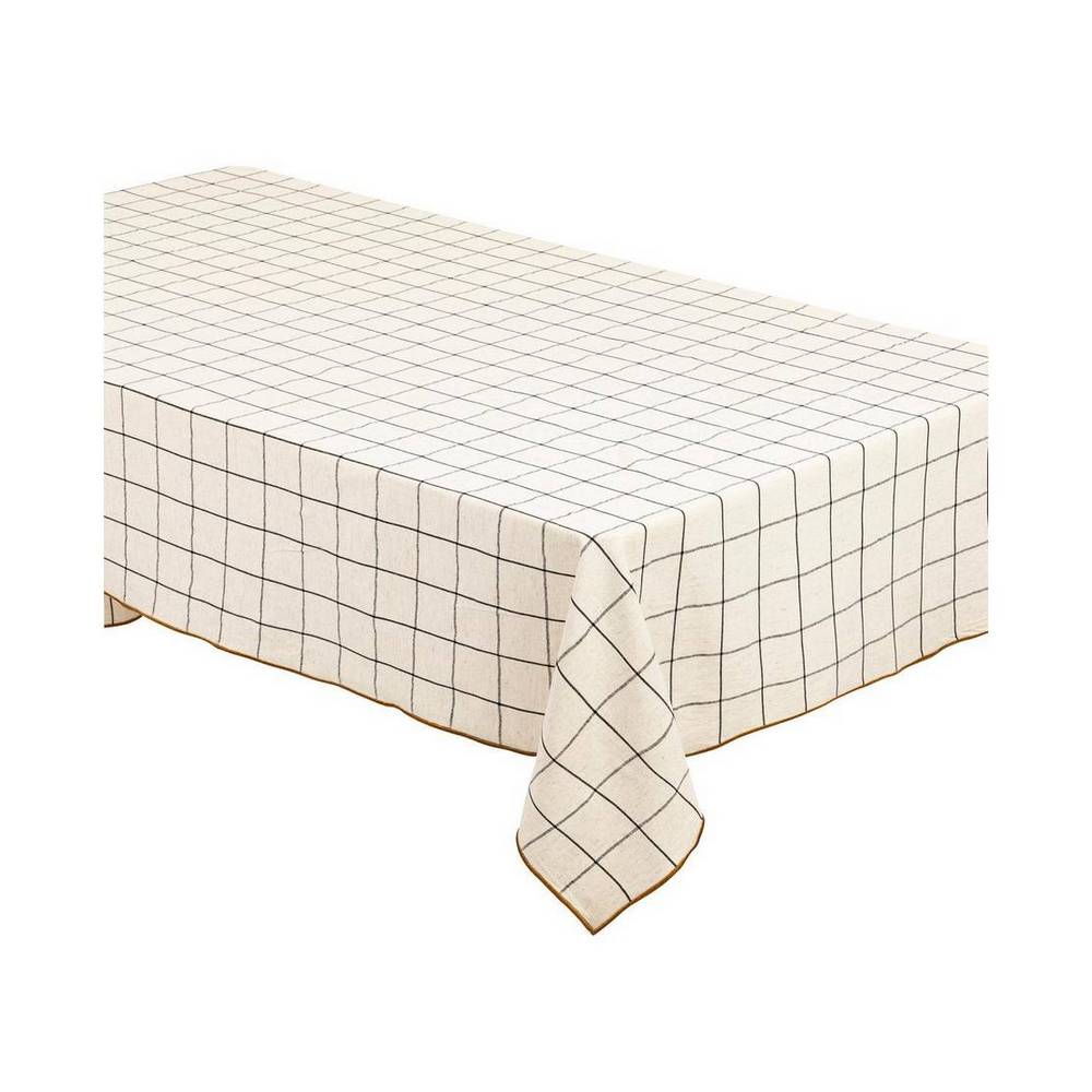 Mantel de algodón 250x150 cm helu beige cuadrado