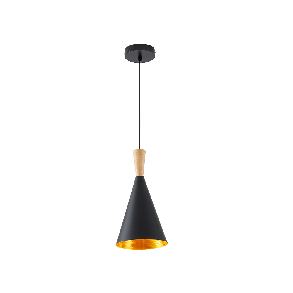Lampara colgante negra 1 luz e27 40w 19x120 cm