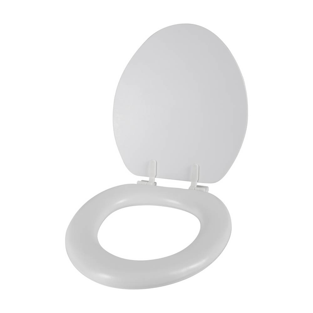 Asiento para inodoro elongado plastico acolchonado blanco