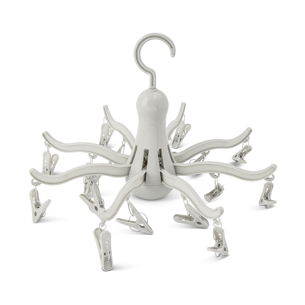 Tendedero para ropa de plastico con ganchos blanco 16 clips