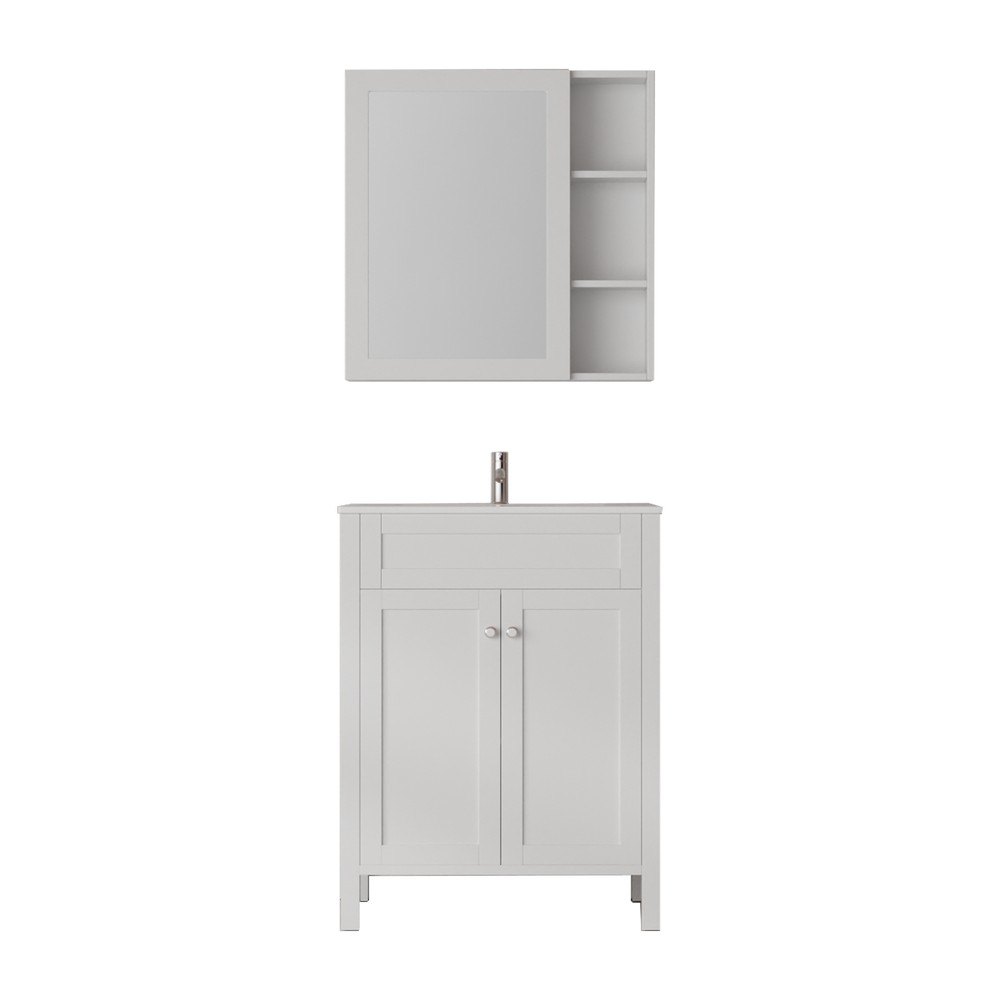 Gabinete con lavamanos y espejo 2p madera blanca 60x46x87 cm