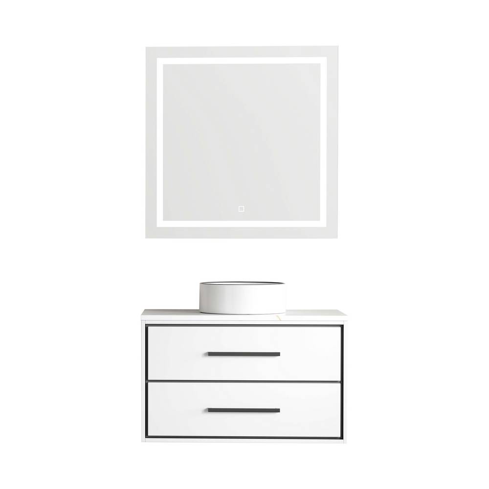 Gabinete pvc con lavamanos y espejo con luz 2g blanco 80x46x50 cm