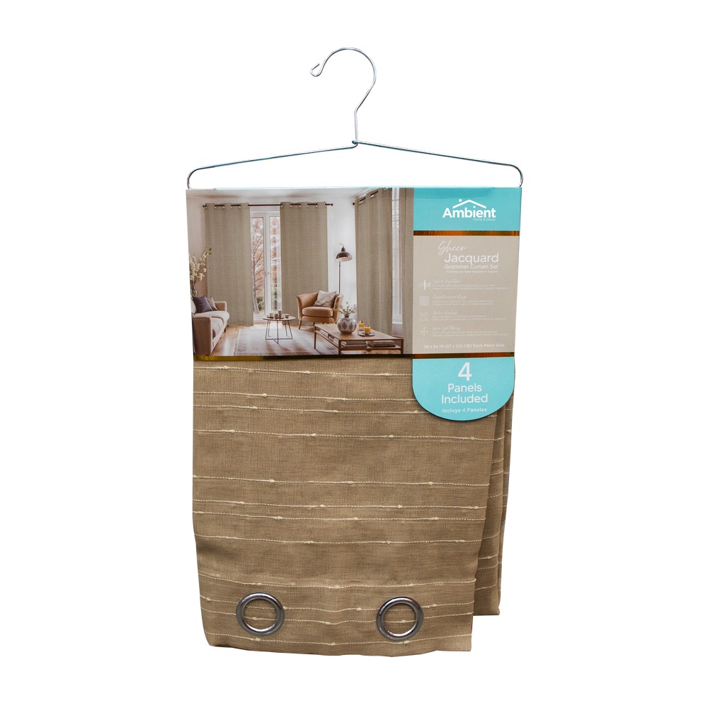 Cortina para ventana 96x213.3 cm cafe claro syme 4 piezas