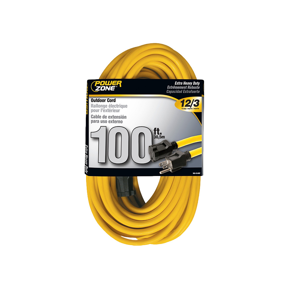 Extension electrica amarilla 3x12 100 pulgadas (30.4 m)