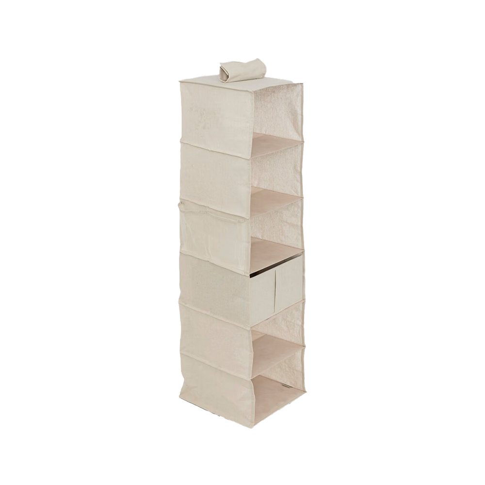 Organizador colgante de tela 127x30 cm 6 niveles beige