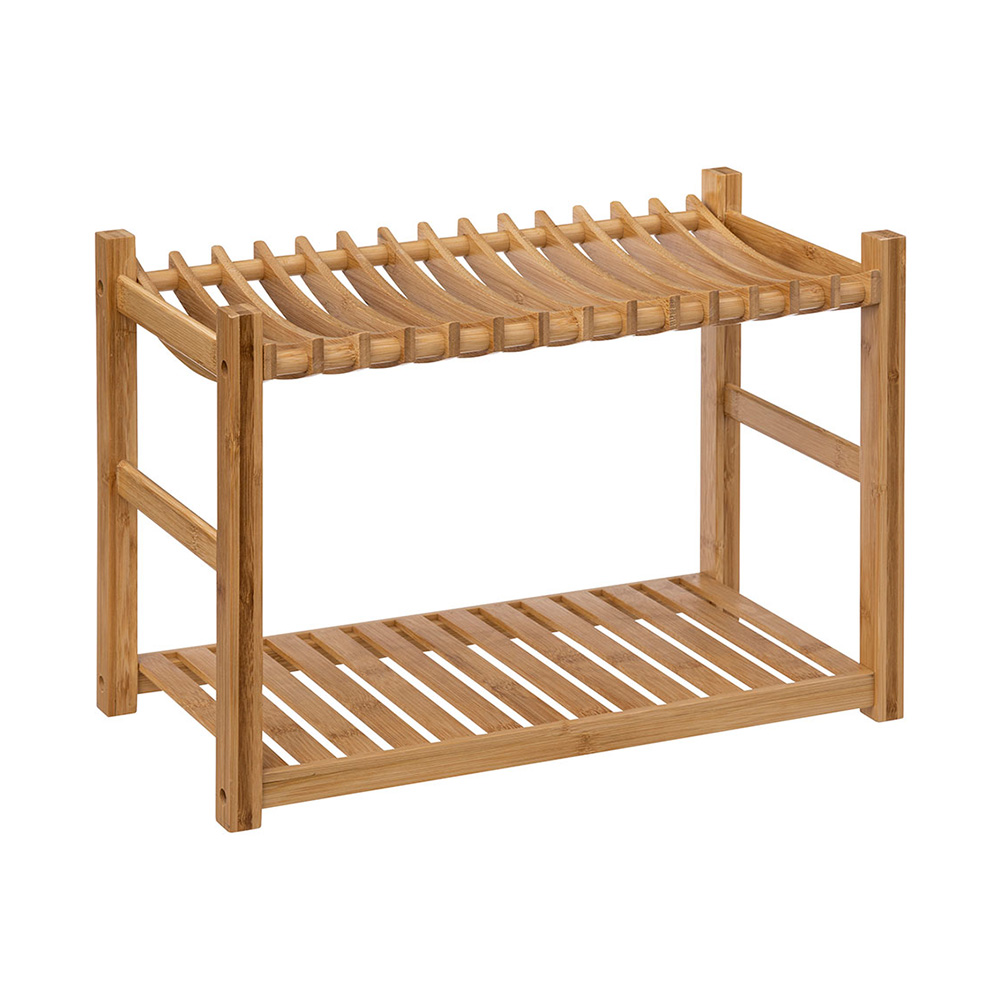 Escurridor para platos de bambu 53x24.7x33 cm 2 niveles