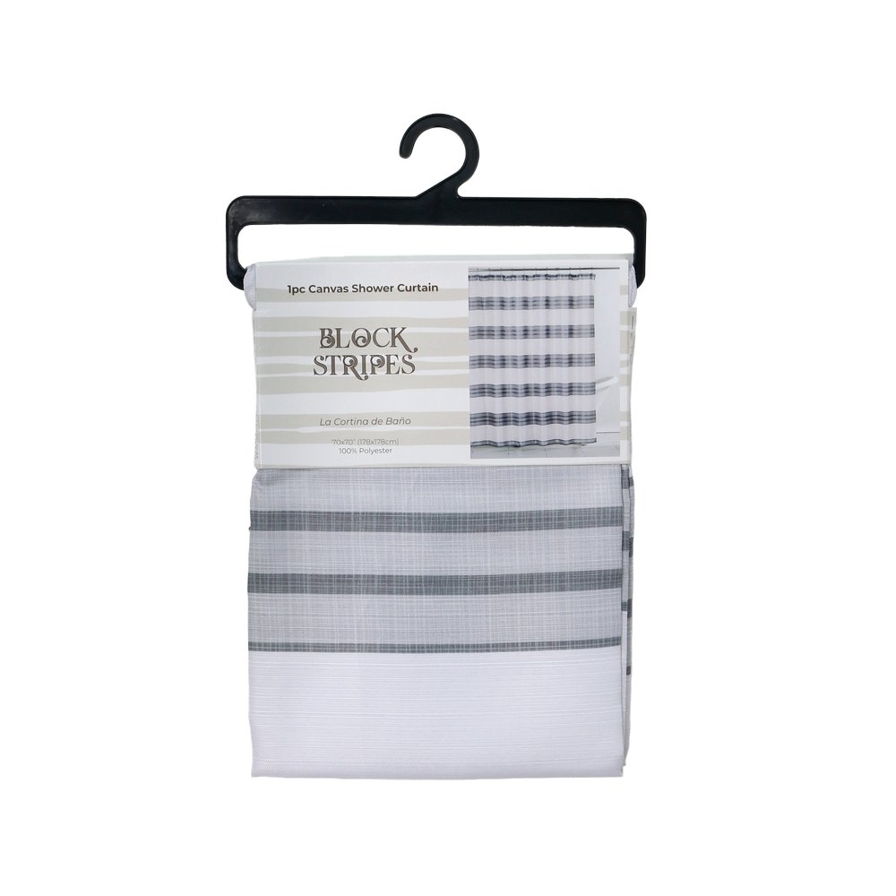 Cortina para baño de tela 177.8x177.8 cm rayada