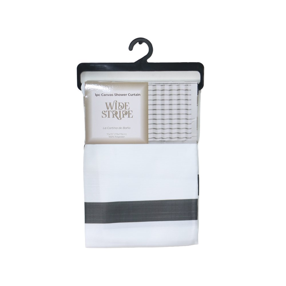 Cortina para baño de tela 177.8x177.8 cm rayas anchas