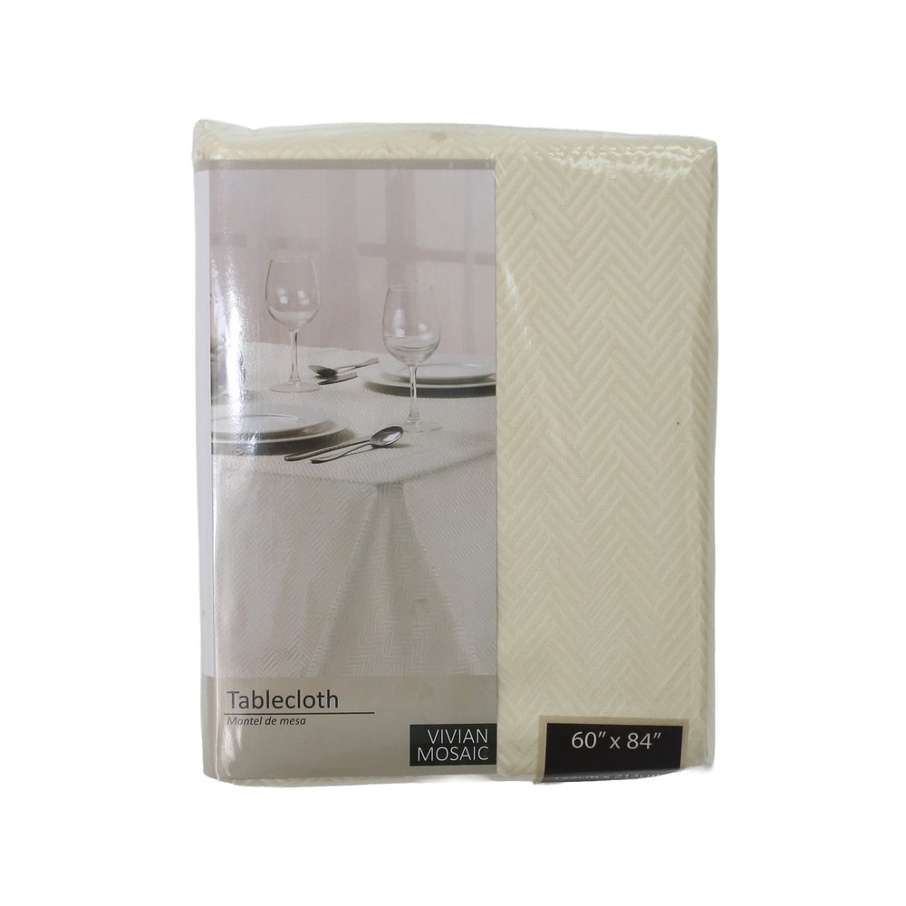 Mantel para mesa de tela 213.3x152.4 cm vivian mosaic crema