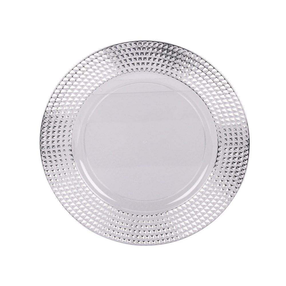 Porta plato navideño 33 cm con borde plateado surtido