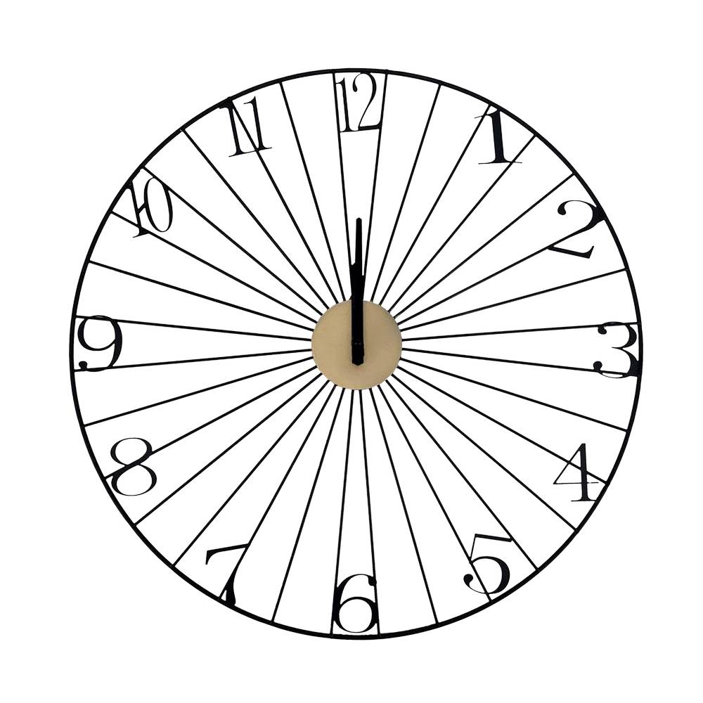 Reloj para pared analogo de metal 50 cm negro