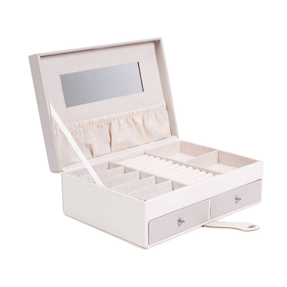 Joyero decorativo de poliester con 2 gavetas 25x17 cm rosado/blanco