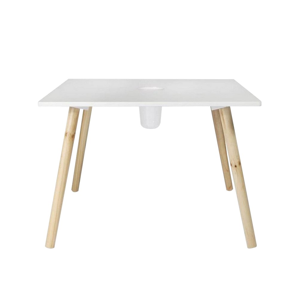 Mesa infantil con portalapices de madera 60x60x45.5 cm blanco