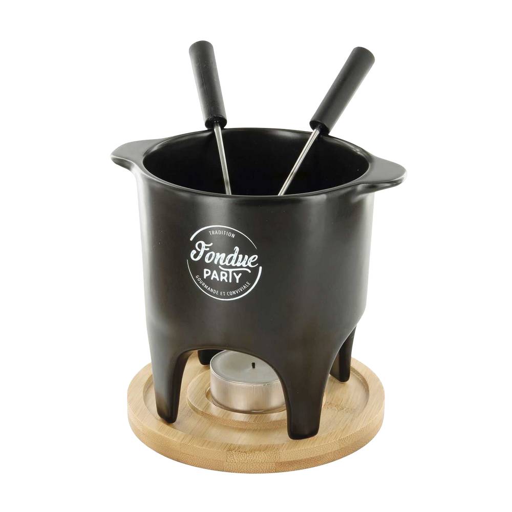 Fondue de vela con base de bambu 13 cm 4 piezas