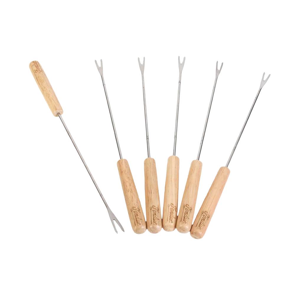 Pinchos para fondue de acero inoxidable/madera 23 cm 6 piezas