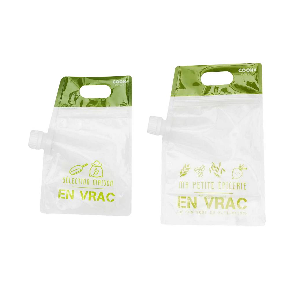 Bolsa de plastico reutilizable con tapon hermetico 2 piezas