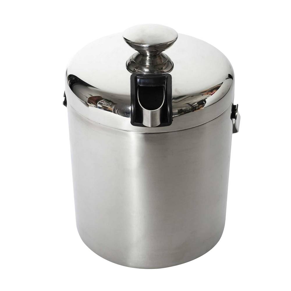 Hielera para bar metalica con tapadera 1.3 l plateada