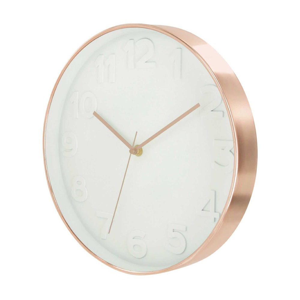 Reloj redondo 30.5cm cobre y blanco