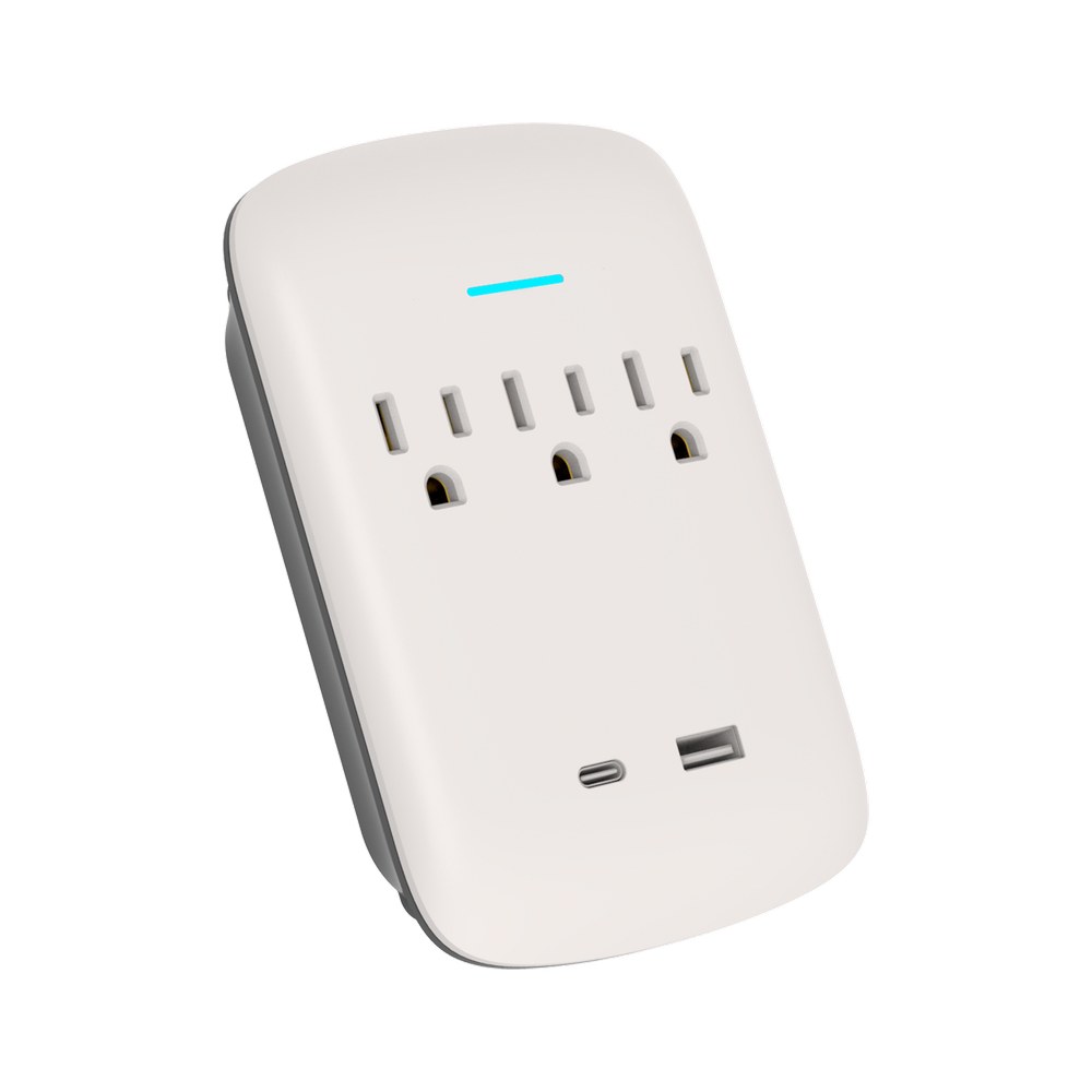 Toma multiple con supresor 3 salidas usb-a + usb-c blanco