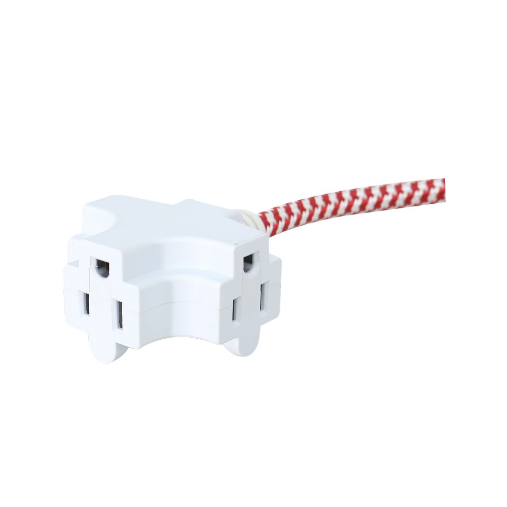Extensión eléctrica de 3 salidas color blanco con rojo 13 a - 2.74 m