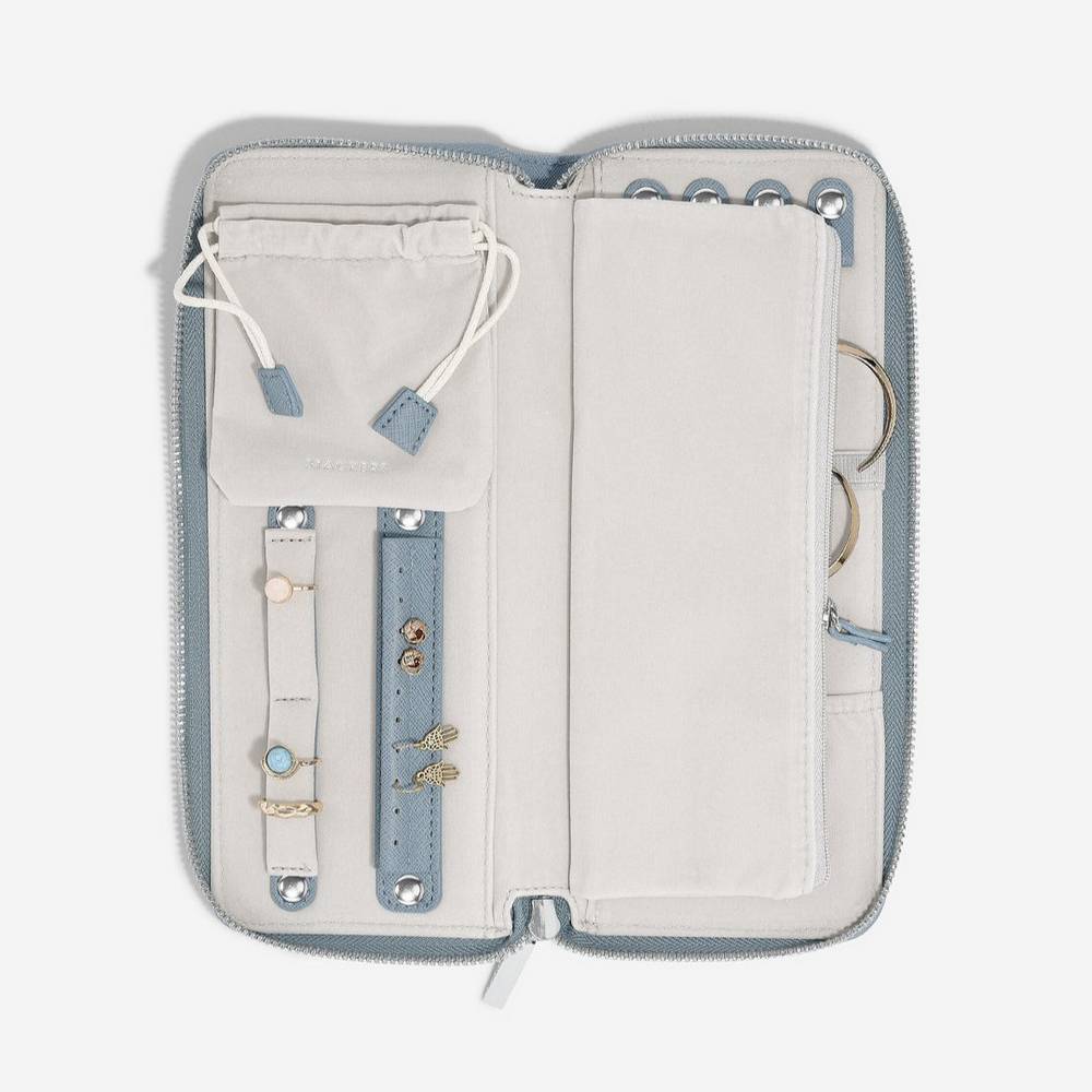 Joyero decorativo de 24.5 x 10.5 x 3 cm color celeste