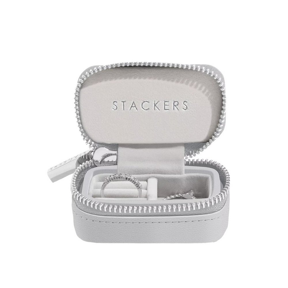 Joyero decorativo de cuero sintetico y tercipelo 16x7 cm celeste