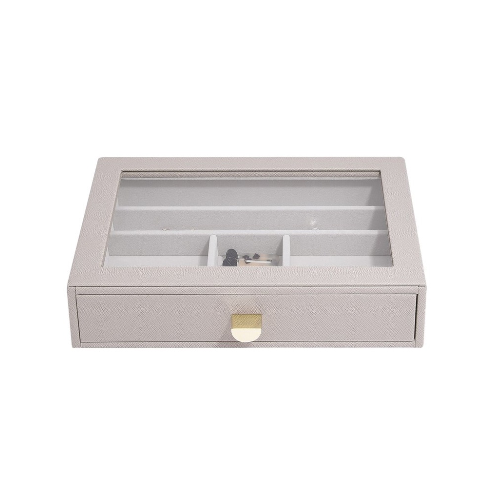 Joyero decorativo de 18 x 25 x 5.6 cm color taupe