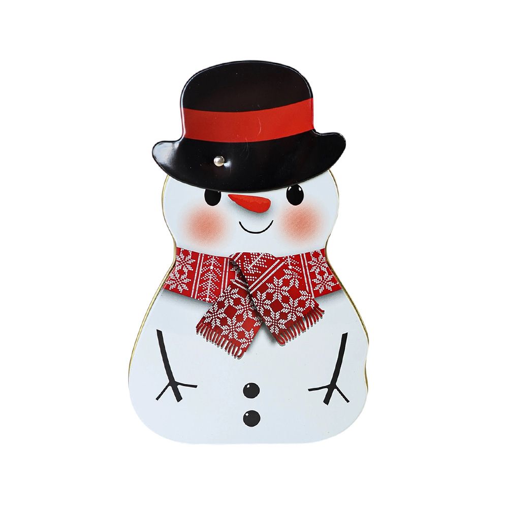 Deposito navideño de hojalata 14.8x11.2 cm hombre de nieve