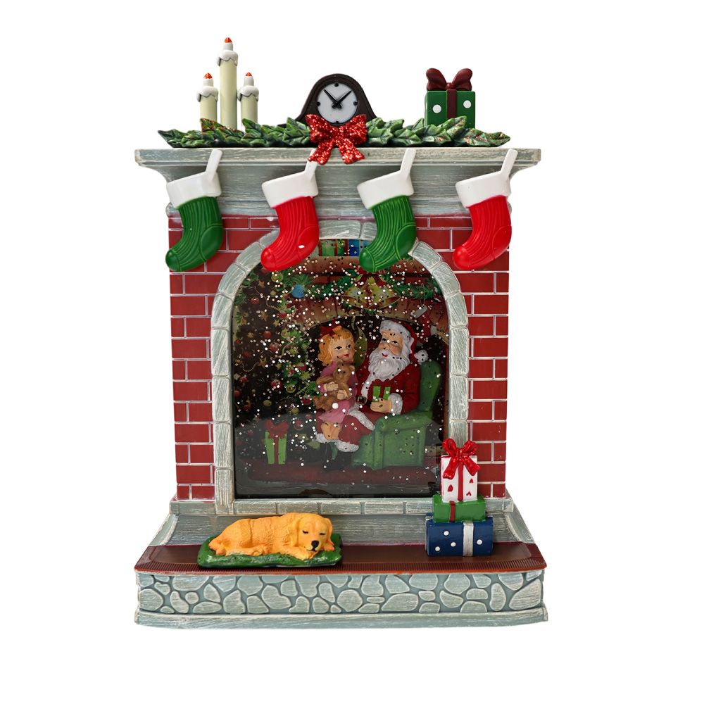 Villa navideña chimenea con luz de 18 x 10 x 25.5 cm