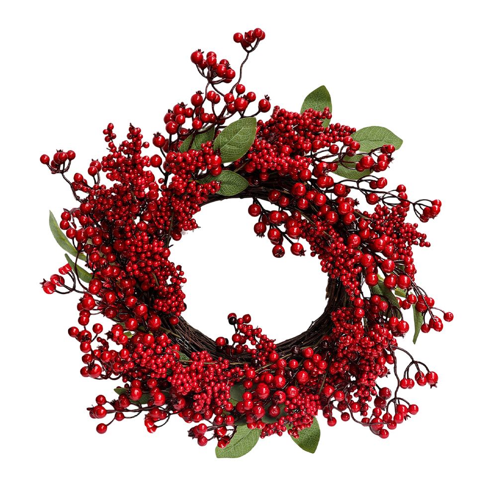 Corona navideña 50 cm bayas rojas jbxmas