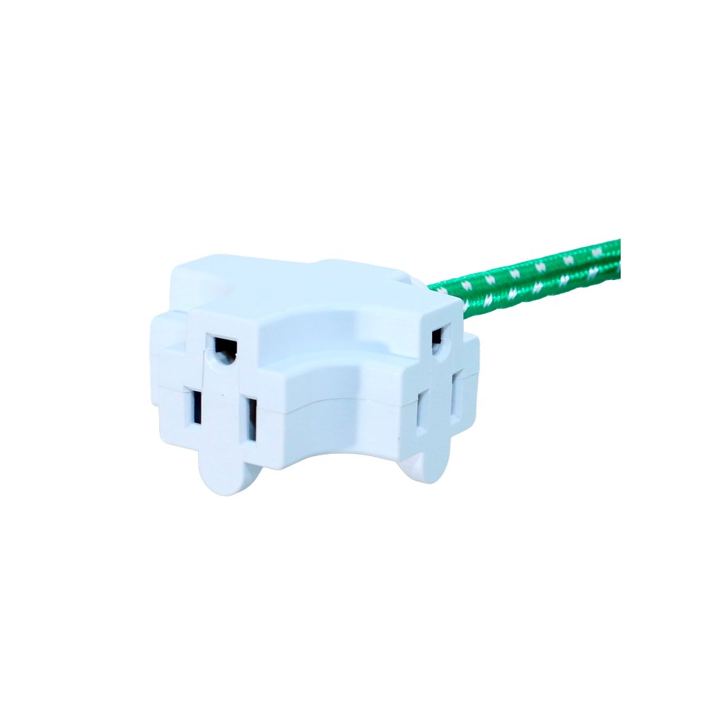 Extensión eléctrica de 3 salidas color blanco con verde 13 a - 2.74 m