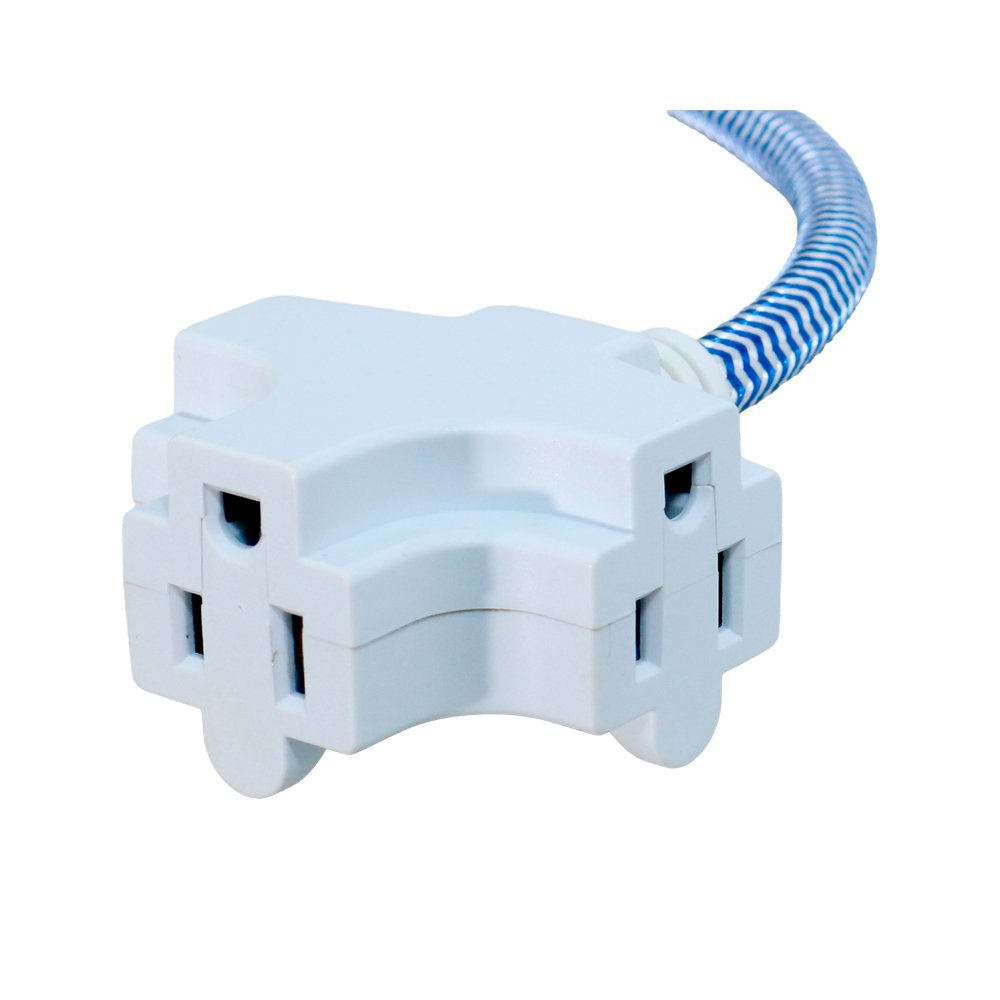 Extensión eléctrica de 3 salidas color blanco con azul 13 a - 2.74 m