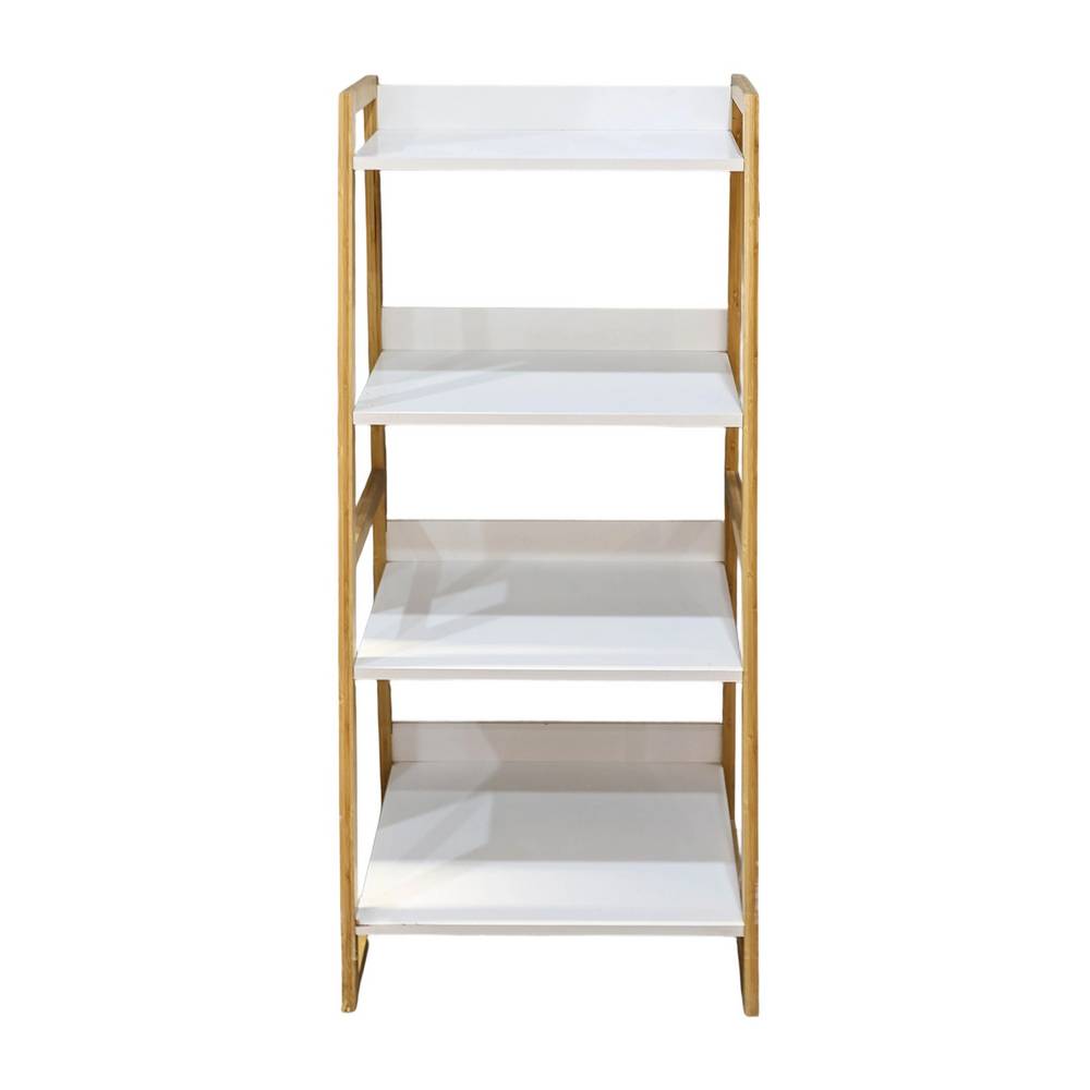 Estante organizador de bambu 51x44x111 cm blanco