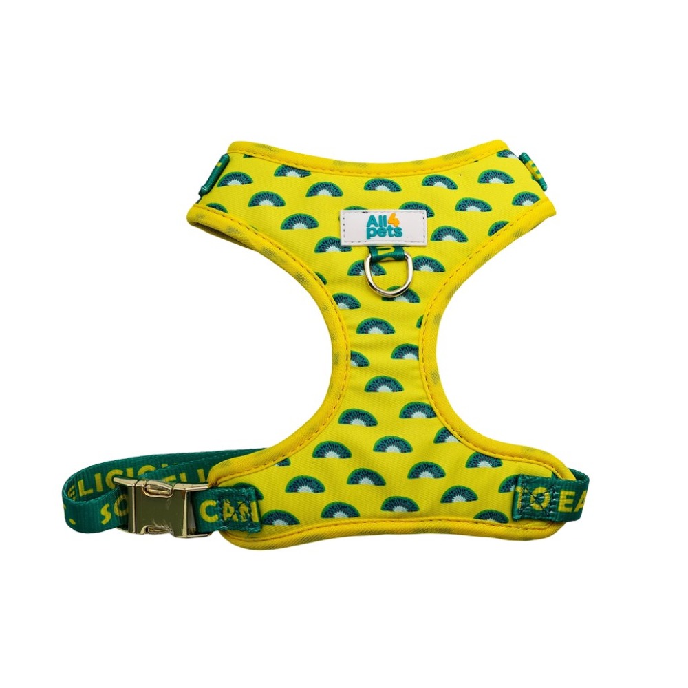 Arnes ajustable para perro talla s amarillo con kiwi
