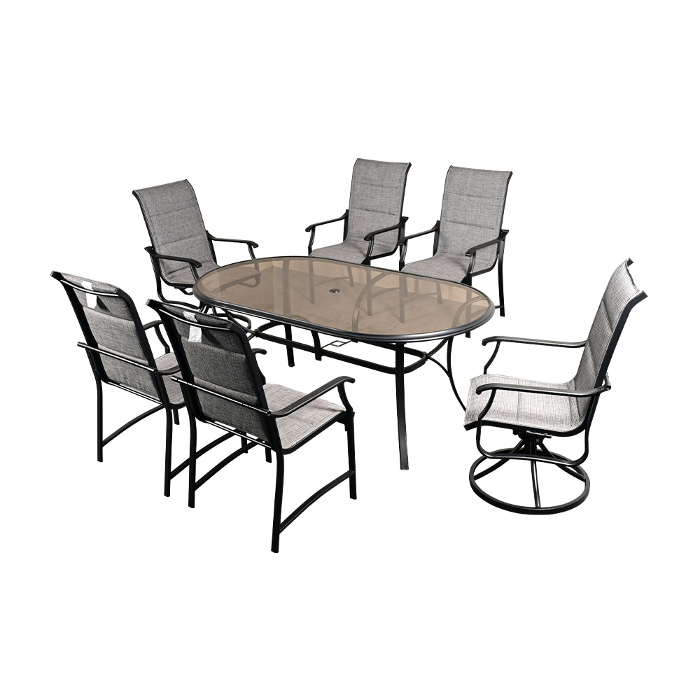 Comedor para exterior de polietileno y acero color negro y gris