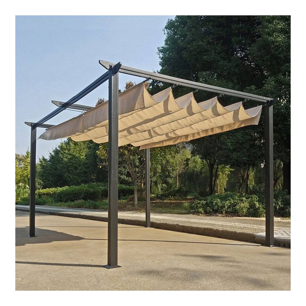 Gazebo de aluminio/poliester 300x400x225 cm negro/beige