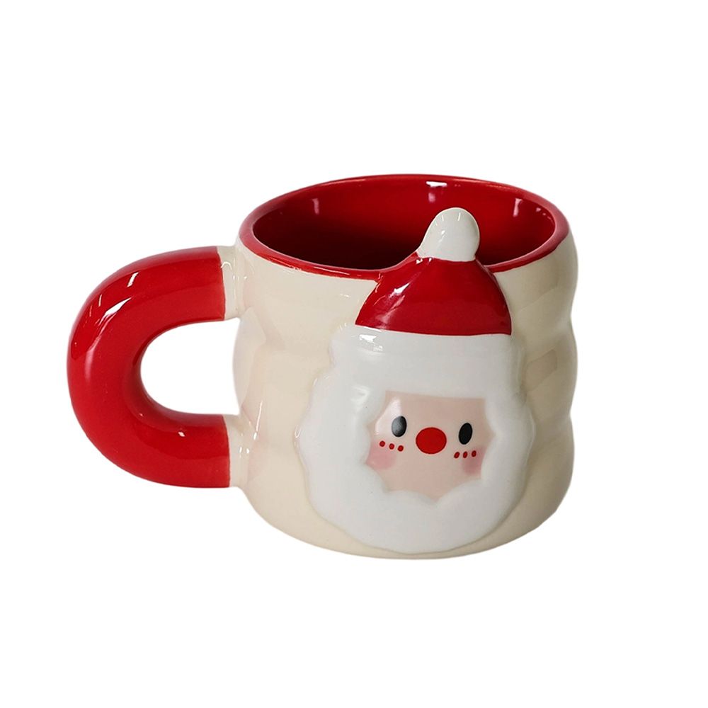 Taza navideña de ceramica 9x8 cm santa rojo/blanco
