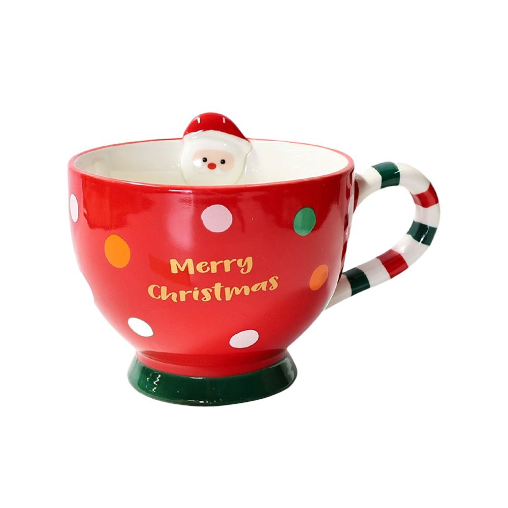 Taza navideña de ceramica 12x10 cm santa rojo