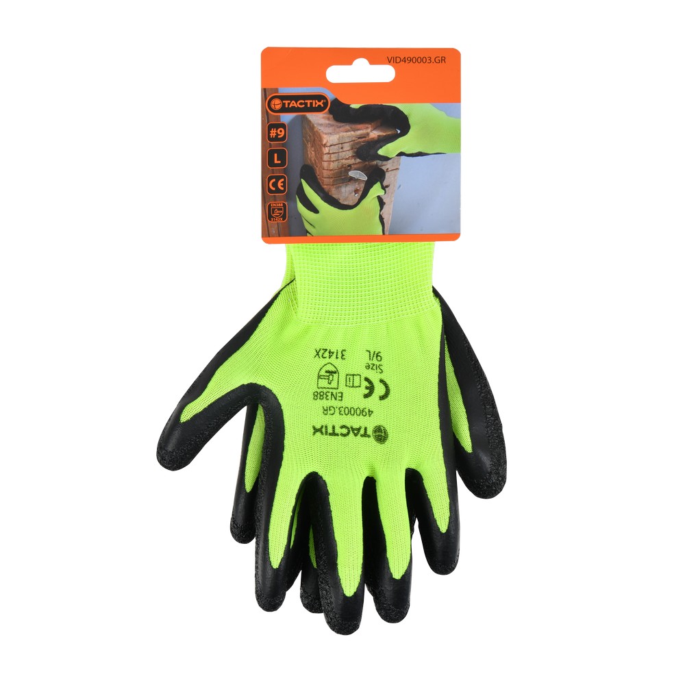 Guantes de latex hi-vis amarillo talla l