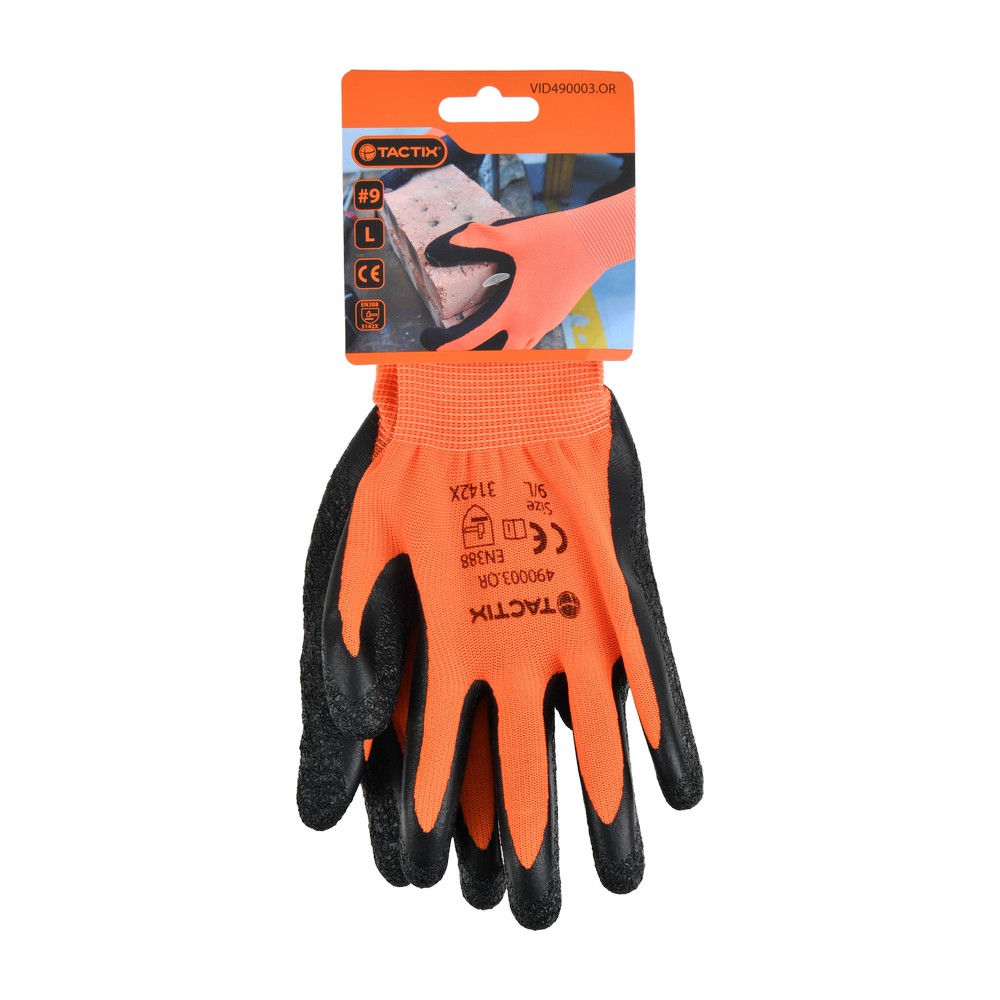 Guantes de latex hi-vis naranja talla l