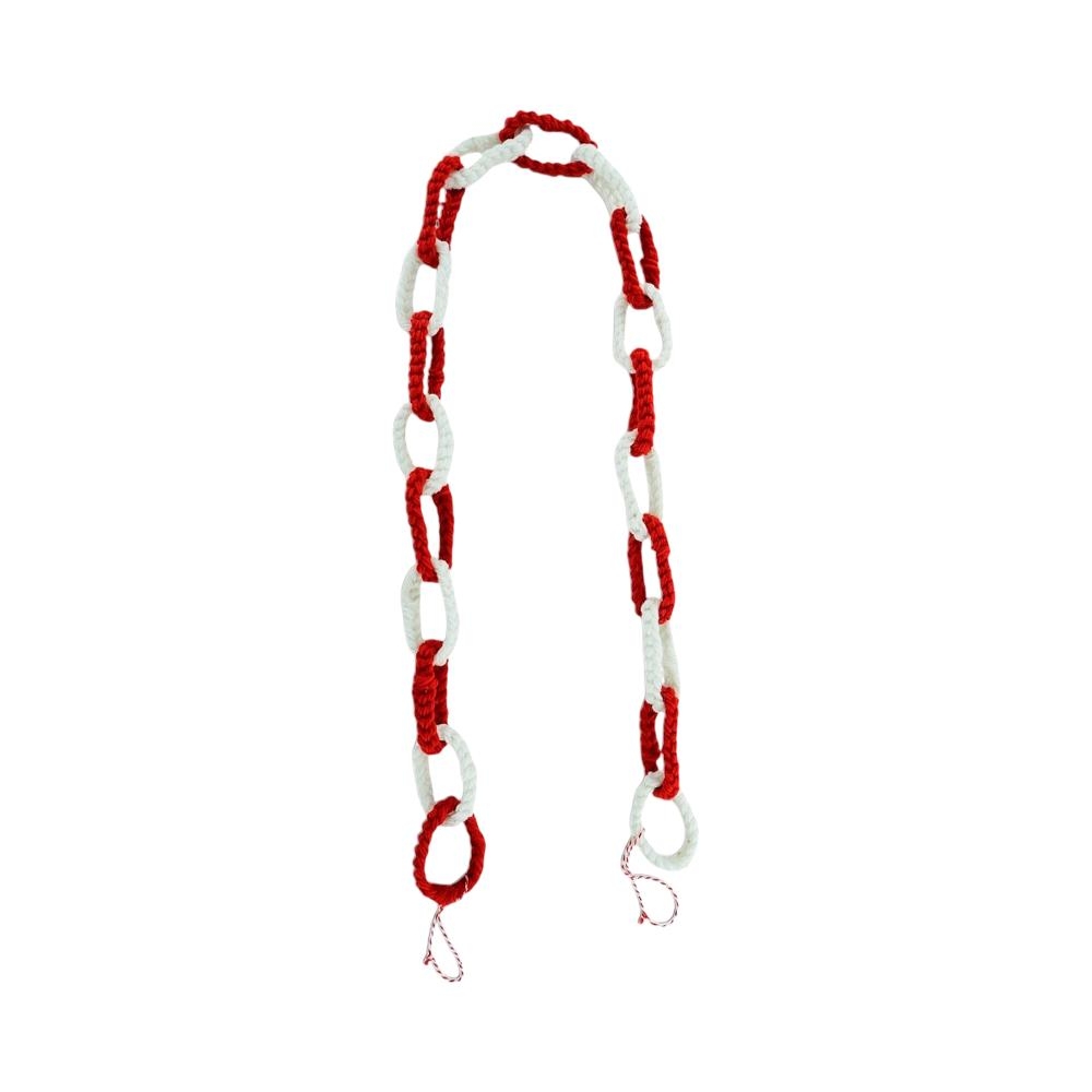 Guirnalda navideña de cadena rojo y blanco 15cm