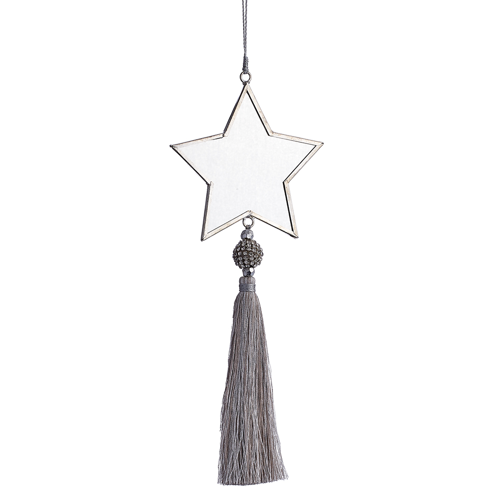 Ornamento navideño de estrella plateada con espejo 30 cm