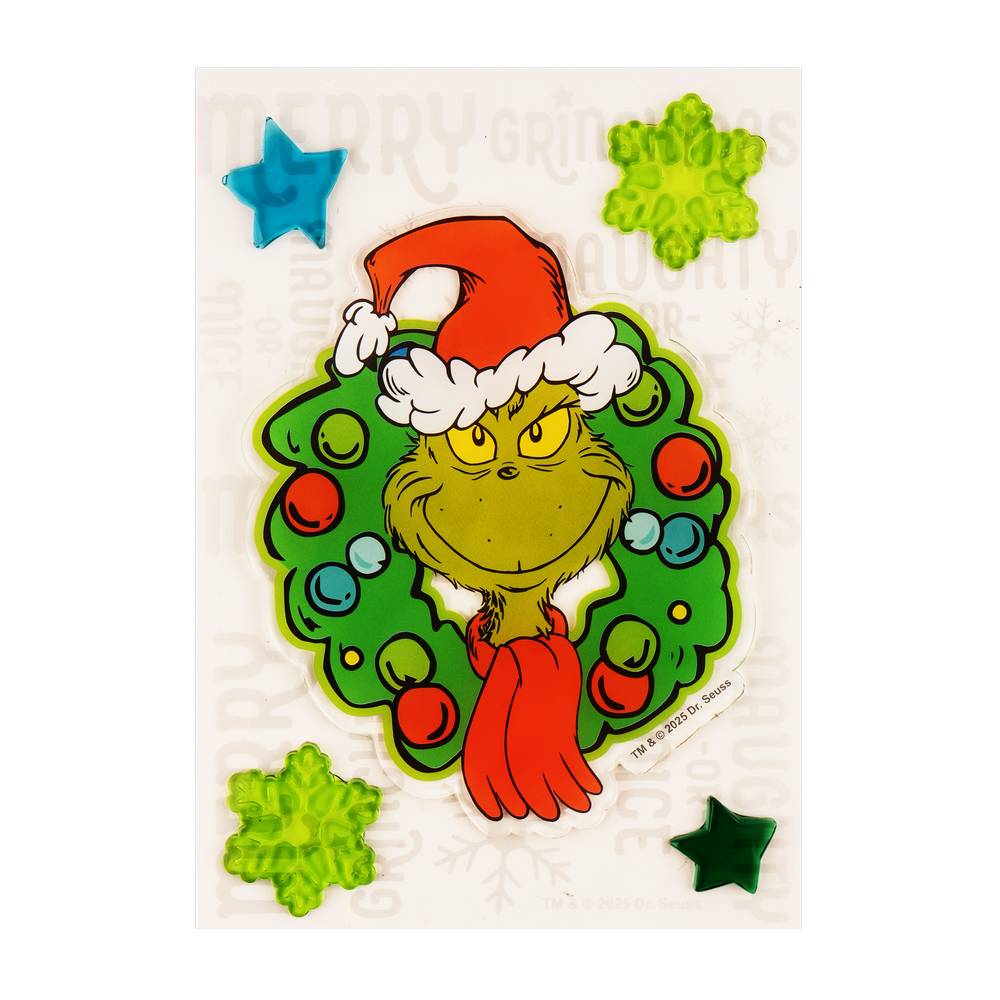 Sticker navideño de gel de 15.2 x 20.3 cm diseño de grinch