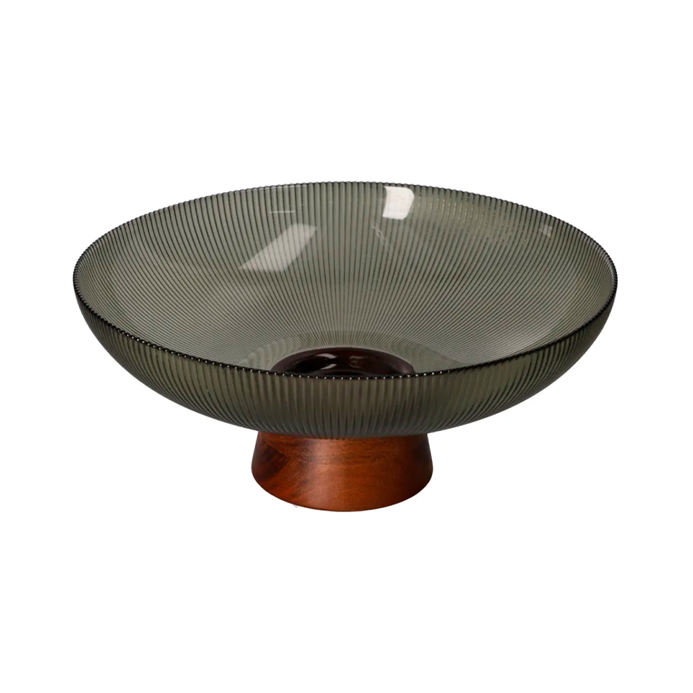 Frutero de vidrio 26x11 cm gris