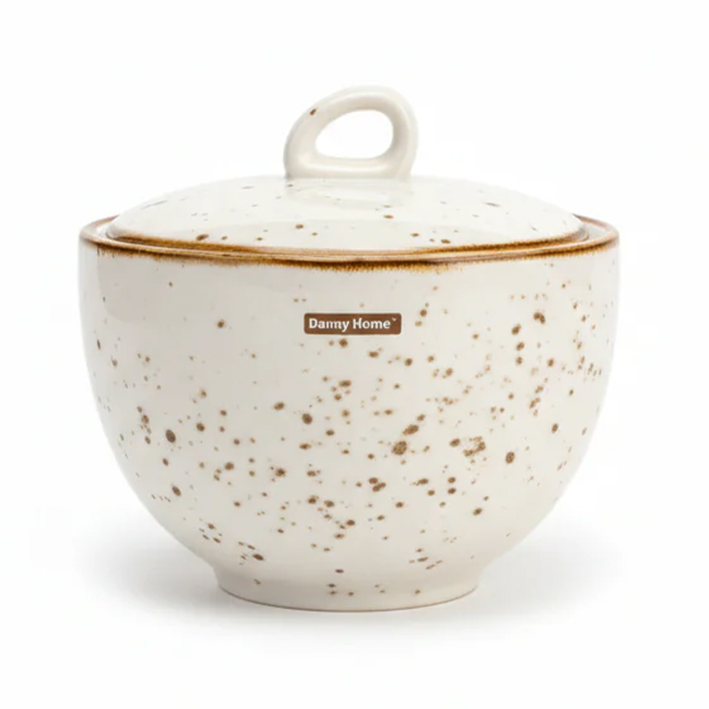 Azucarera de porcelana 260 ml borde dorado