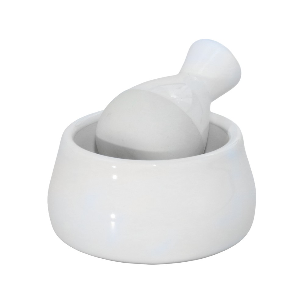 Mortero de porcelana 8 cm blanco 2 piezas