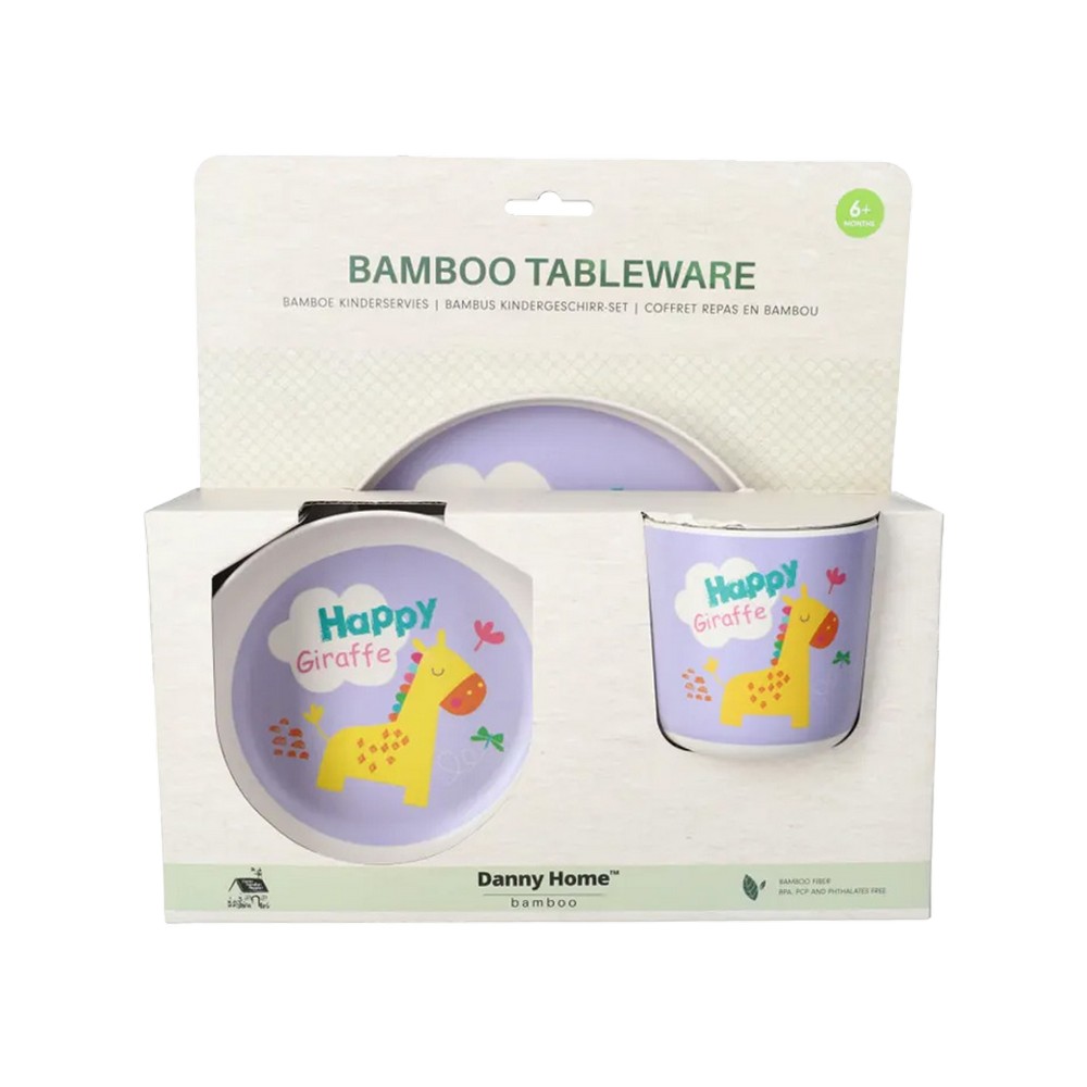 Plato y vaso infantil jirafa 3 piezas